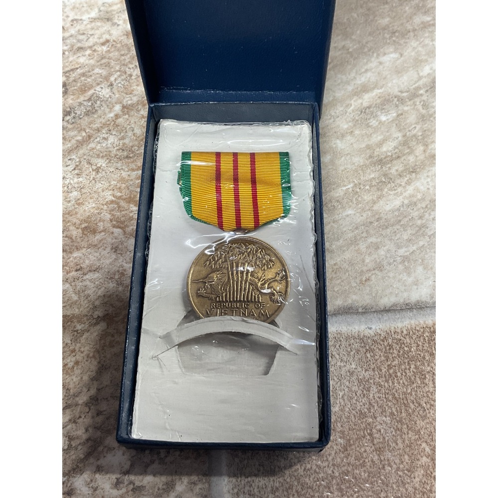 Vintage Republic of Vietnam Service Medal with Original Blue Presentation Box